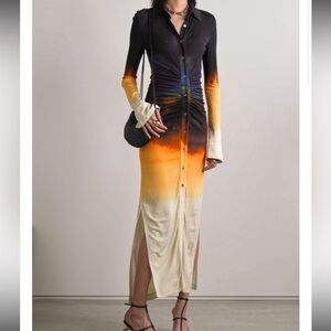 ALTUZARRA Claudia ruched tie-dyed jersey maxi shirt dress
